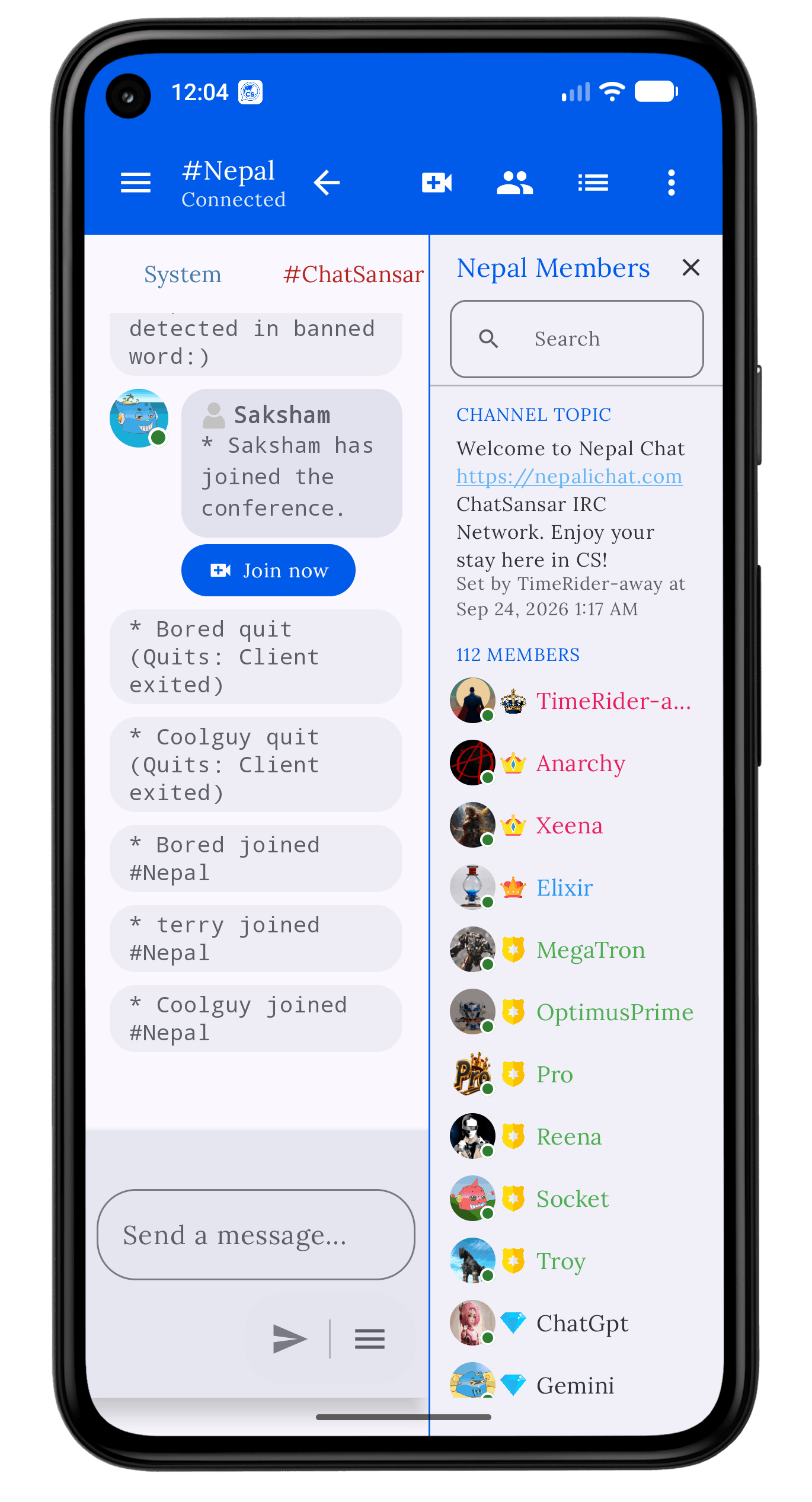 ChatSansar App users list